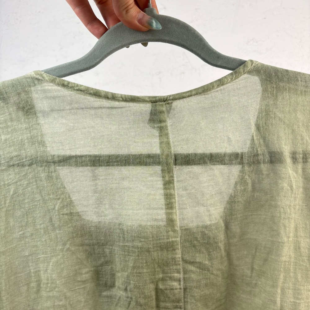 Sacred Threads Light Green Boho Tunic 3/4 Sleeve Lightweight Cotton Blouse L/XL - Picture 4 of 11